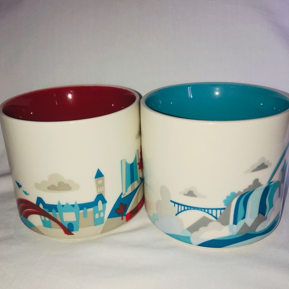 Starbucks YAH Mug Ontario Pair Niagara Falls 2013 Toronto 2015 CN Tower - Picture 3 of 4